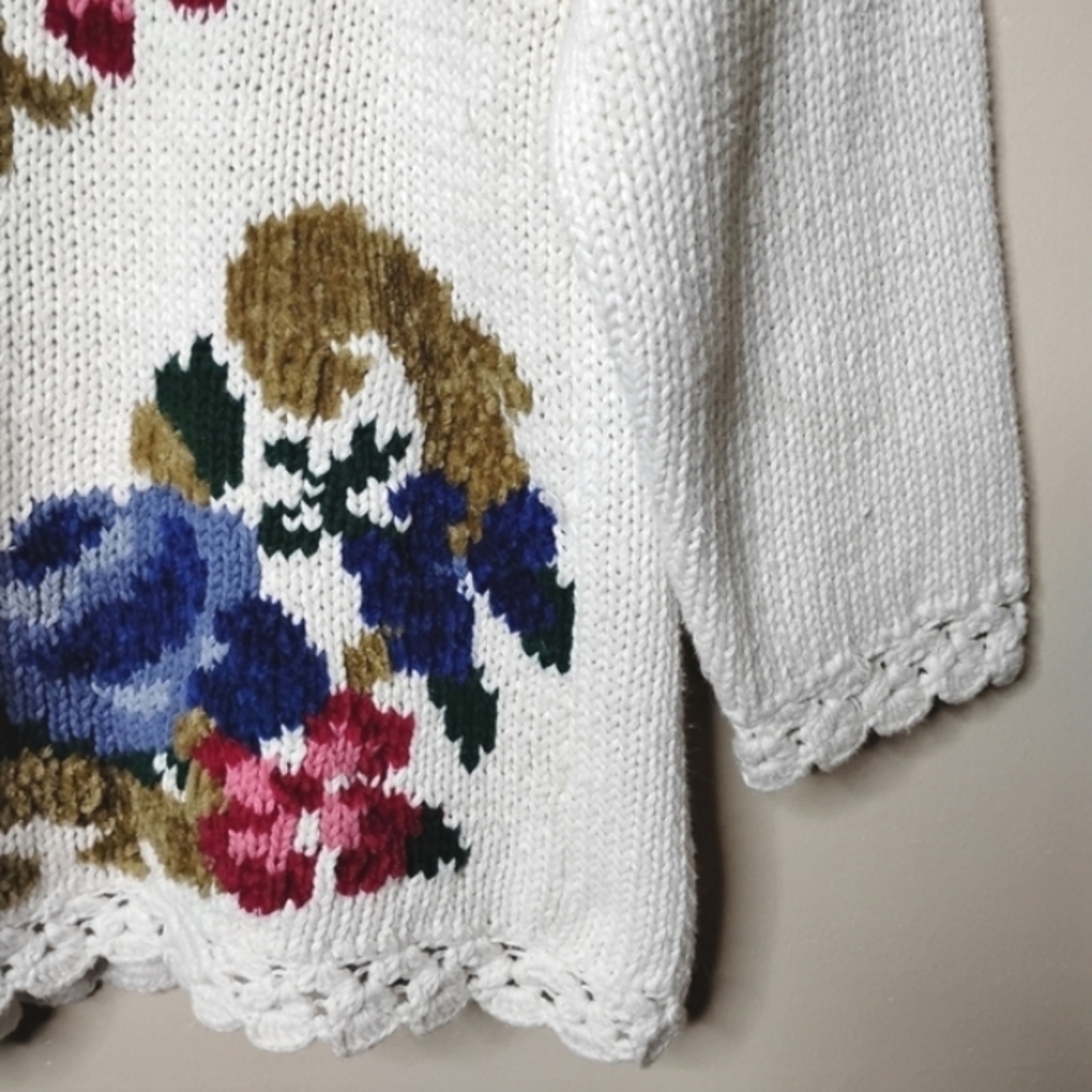 Vintage 90s Floral Sweater Size Large - Picture 3 of 8